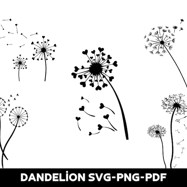 Dandelion Svg Bundle, Dandelion Svg, Cut files for Cricut, Silhouette, Dandelion Png, Clipart
