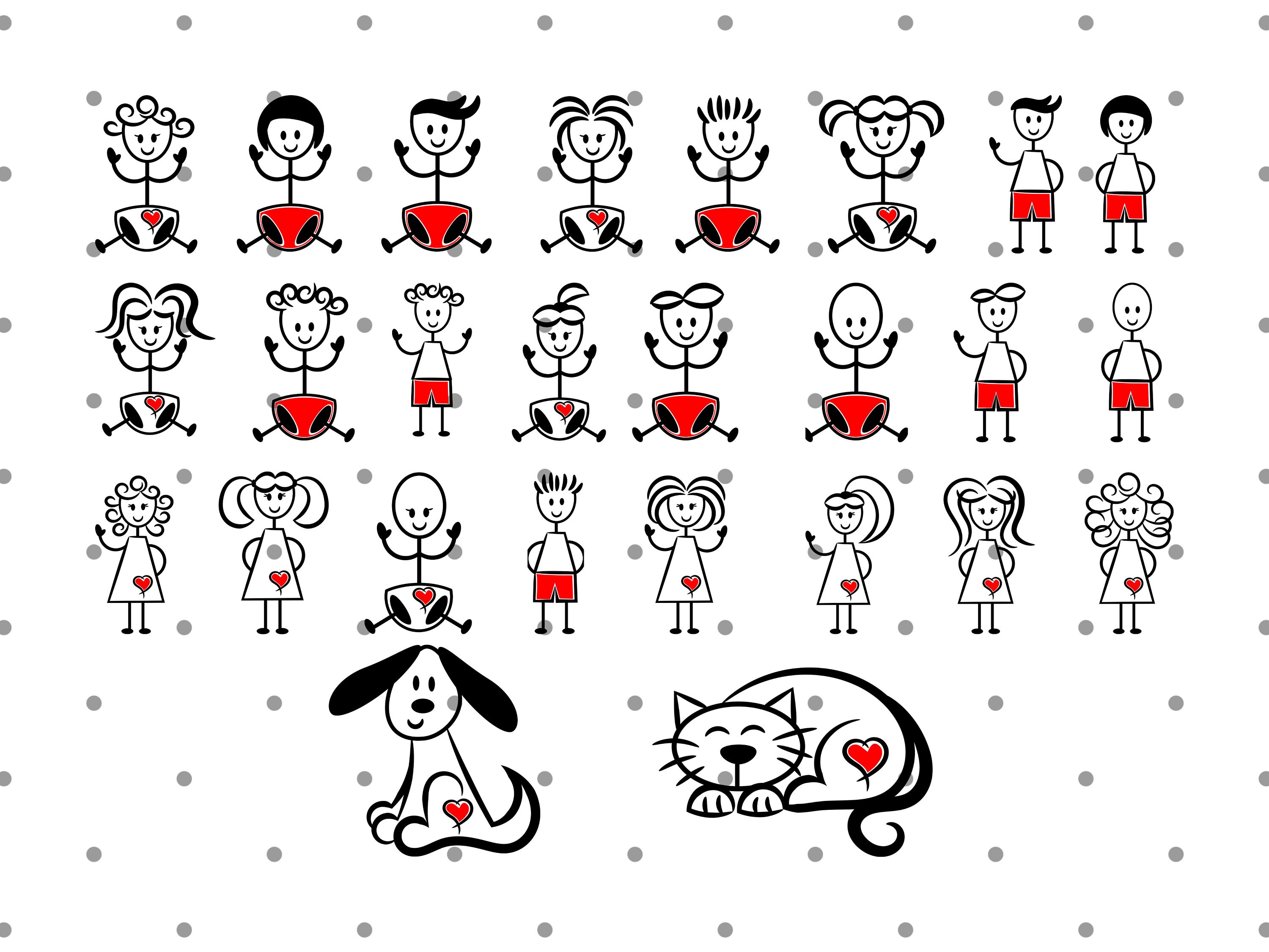 Strichmännchen SVG Bundle Strichmännchen SVG Stick Kinder - Etsy.de