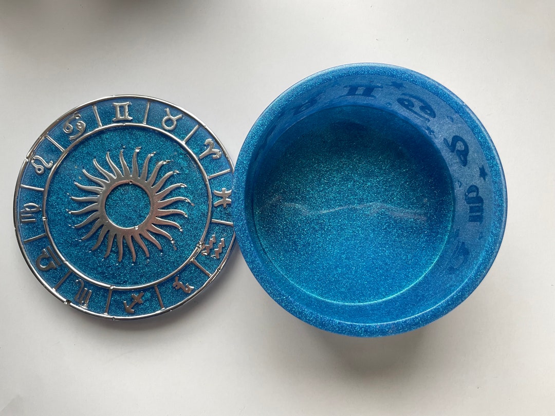 Astrology Zodiac Sign Jewelry Storage Box With Pentacle or Sun Lid ...