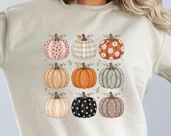 Boho Pumpkin Shirt,  Cute Fall Pumpkin Sweatshirt, Autum Tee, Trendy Thanksgiving Gift