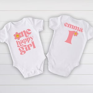 One Happy Girl Birthday Shirt, 1st Birthday outfit, First Birthday, One Groovy Girl Outfit, Matching Family Birthday Party T-Shirt