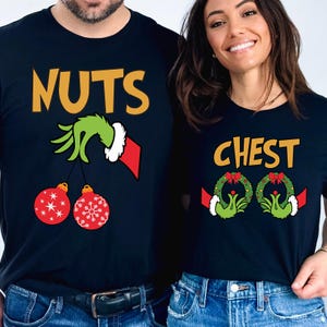 Chest And Nuts Couples Christmas T-Shirt, Funny Christmas Shirt, Couples Christmas Sweatshirts, Christmas Humor, Holiday Tee, Funny Saying