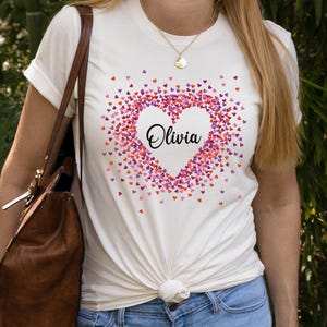 Custom Name Valentine&#39;s Day Shirt, Personalized Valentine Sweatshirt, Girls Valentines Day Tee, Heart Custom Tee, Valentines Gift for Her