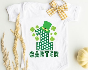 Custom Lucky One First Birthday Shirt,  Personalized First Birthday Outfit, St Patricks Day Birthday Boy Tee, Custom Name 1st Birthday Tee,