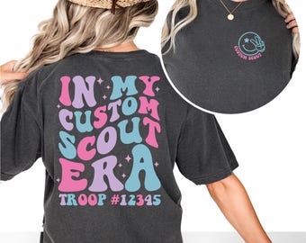 In My Custom Scout Era Shirt, Custom Camp Troop Number T-shirt, Camping Shirt, Smile Scout Shirt, Girls Camping Tee,  Spring Tee