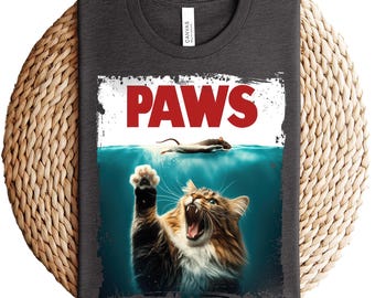 Paws Kitten Jaws Cute Cat Fun T Shirt Gift For Womens Mens Unisex Top Adult Tee Vintage Music Best Movie