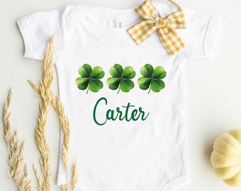Custom Name St. Patrick's Day Shirt, Personalized Shamrock Kids T-Shirt,  St Patrick's Day Toddler Name, St Patricks Day Gift, Baby Outfit