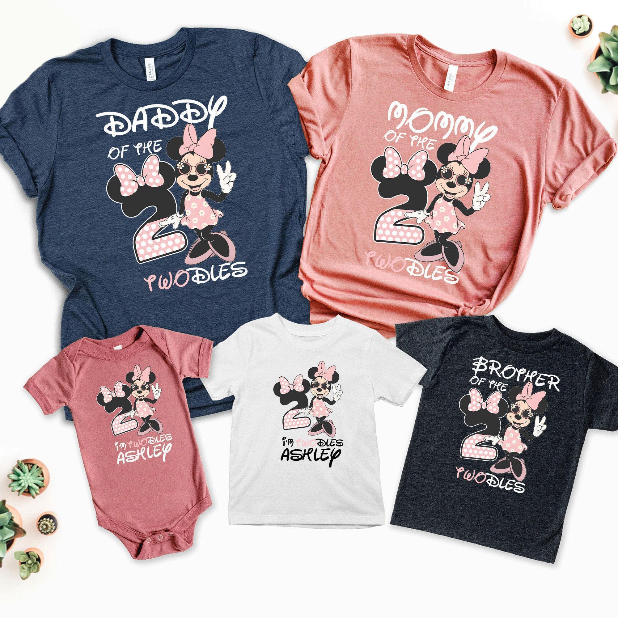 Custom I’m Twodles Shirt, 2nd Birthday Party T-shirt, Second Birthday Minnie Girl Tee, Matching Family Birthday Shirt, Personalization  Tee