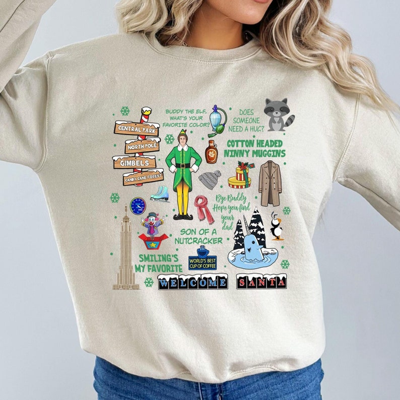 Buddy the Elf Portrait Vintage Quotes Christmas Light Tshirt, Xmas