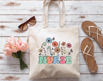Floral Nurse Bag, One Sided Bag, New Nurse Gift, Nurse Appreciation, Nurse Student Bag, Registered Nurse, Nursing School Bag, Chrismas Gift