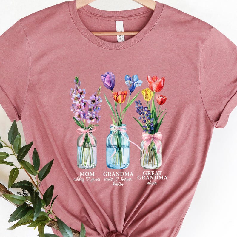 Personalized Great Grandma Shirt, Custom Mom Grandma Great Grandma T-shirt, Great Grandma With Kids Names Tee, Grammy Gigi Nana Shirt image 3