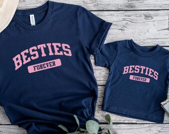 Besties Forever Mother Daughter Matching Shirts, Matching Mommy and Me T-Shirts