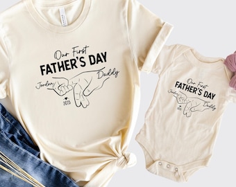Personalized Father's Day Shirt, Our First Father's Day Shirt, Custom Father's Day Matching Shirt, Father's Day Gift, 1st Fathers Day