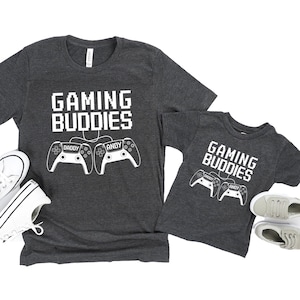 Personalized Gaming Buddies Shirt, Custom Gamer Dad Son Daughter Matching Shirt, Dad Baby Gaming Matching Shirts, Gamer Dad Fathers Day Gift