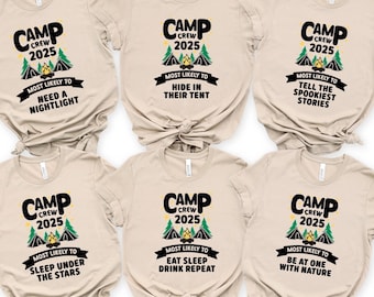 Most Likely To Camping Shirt, Funny Camping Quotes, Personalized Family Camping Trip, Matching Travel Tshirt, Custom 2025 Camp Crew Tee