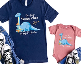 Custom Our First Father's Day Together Shirts and outfit, Daddy & Baby T-Shirt, 1st Fathers Day Gift, Personalized Daddy And Me