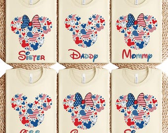 Custom Disney Mickey and Minnie 4th Of July Shirt, Fourth of July Family Disney Shirts, 4th of July Minnie Mickey Shirt,  Couple Shirt