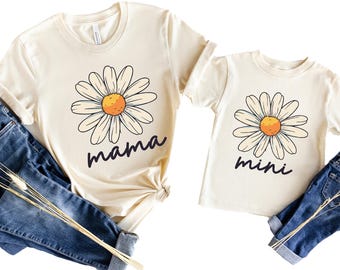 Daisy Mama Mimi Mini Matching Shirt, Grandma Grandkid Custom T-Shirt, Mommy and Me Tshirt, Moher and Daughter, Personalized Mom Baby Shirt