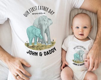 Custom Our First Father's Day Together Shirts and outfit, Daddy & Children T-Shirt, 1st Fathers Day Gift, Personalized Daddy And Me
