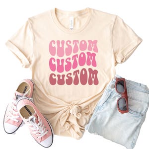 Custom Wavy Letters Shirt, Personalized Retro Text Tee, Colorful Stacked Wavy Letters T-Shirt, Custom Tee for Women and Men