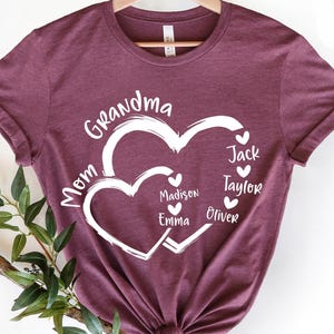 Custom Mom Grandma Heart Shirt, Personalized New Grandma T-Shirt, Grandma With Kid Names, Mother's Day Gift, Mama and Grandma Crewneck