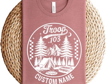 Custom Scout Shirt, Custom Camp Troop Number T-shirt, Camping Shirt, Camping Shirt, Troop Shirt, Girls Camping Tee, Girls Shirt, Spring Tee