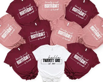 Hello Twenty One Est 2003 Shirt, 21st Birthday, Turning 21 Birthday Gift, 21st Birthday Party T-Shirt, 2003 Birthday Tee, 21st Birthday Gift