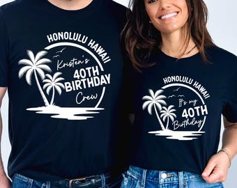 Beach Birthday Party Shirts, Beach Birthday Crew T-Shirt, Custom Name Age Location Matching Birthday Tees, Custom Age Birthday Group Tee