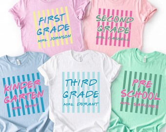 Custom Teacher Shirt, Kindergarten First Second Third  Grade Back to School  T-shirt