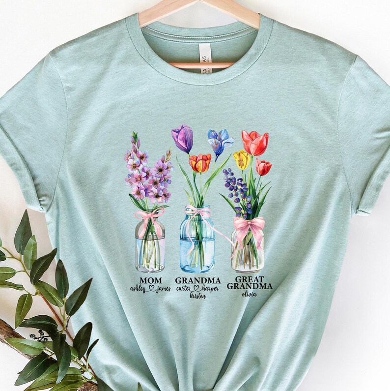 Personalized Great Grandma Shirt, Custom Mom Grandma Great Grandma T-shirt, Great Grandma With Kids Names Tee, Grammy Gigi Nana Shirt image 5