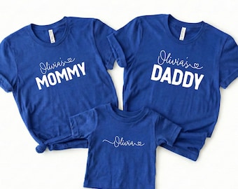 Personalized New Baby Matching Shirt: Mommy Daddy Baby Outfit, Newborn Announcement Family T-shirts