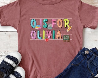Back To School Kids Shirt, Personalized Alphabet Kids Shirt, Custom Name Shirt For Kids, Cute Kindergarten Shirt, First Day Of School Shirt