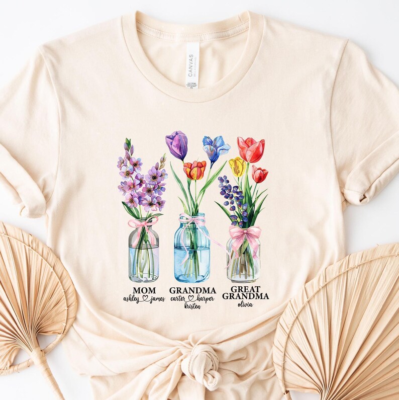 Personalized Great Grandma Shirt, Custom Mom Grandma Great Grandma T-shirt, Great Grandma With Kids Names Tee, Grammy Gigi Nana Shirt image 7