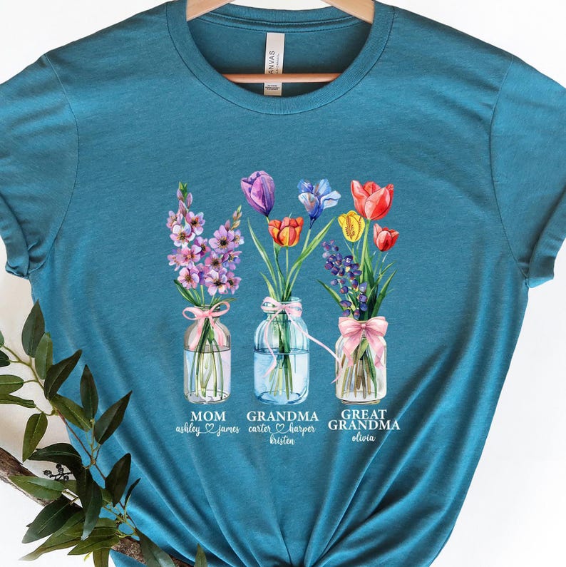 Personalized Great Grandma Shirt, Custom Mom Grandma Great Grandma T-shirt, Great Grandma With Kids Names Tee, Grammy Gigi Nana Shirt image 6