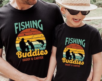 Personalized Fishing Buddies Shirt, Fishing Dad Son Daughter Tee, Father And Baby matching Shirt, Daddy And Me Shirt, 1st Fathers Day Gift