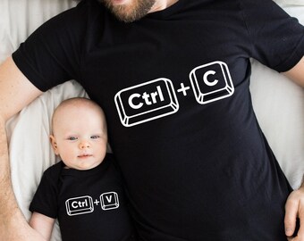 Copy Paste Shirts, Father and Baby T-Shirt and outfit, Copy And Paste Daddy And Daughter and Son Outfit, New Baby Gift, Father's Day Gift