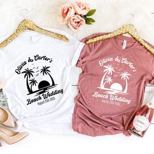 Beach Wedding Shirt, Custom Wedding 2025 Shirt, Personalized Anniversary Shirts, Celebrating Wedding Summer Shirts, Wedding Palm Date Gift