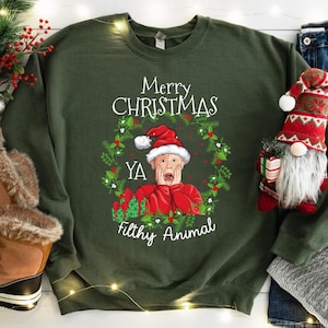 Merry Christmas Ya Filthy Animal Sweatshirt, Home Alone Shirt, Christmas Saying, Christmas Gift, Kevin Tee, Holdiay T-shirt