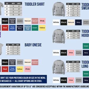a collection of children's clothing items, including toddler shirts and sweatshirts, with various sizes and colors available.