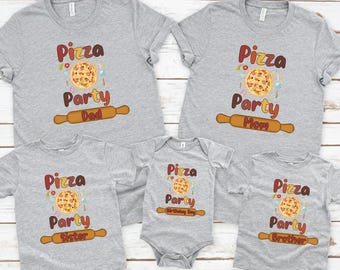 Pizza Party Birthday Shirt, Family Matching Pizza T-Shirts