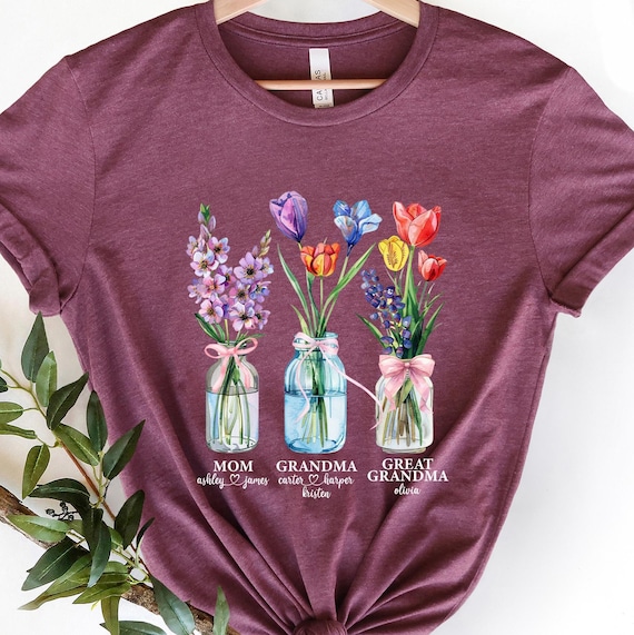 Personalized Great Grandma Shirt, Custom Mom Grandma Great Grandma T-shirt, Great Grandma With Kids Names Tee, Grammy Gigi Nana Shirt