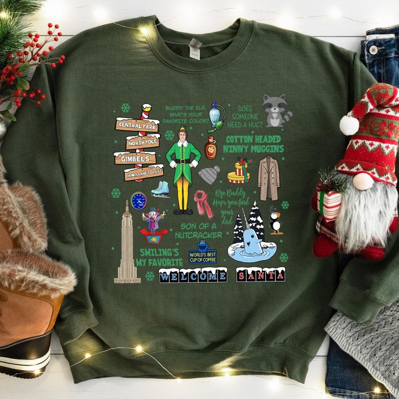 Buddy the Elf Portrait Vintage Quotes Christmas Light Tshirt, Xmas