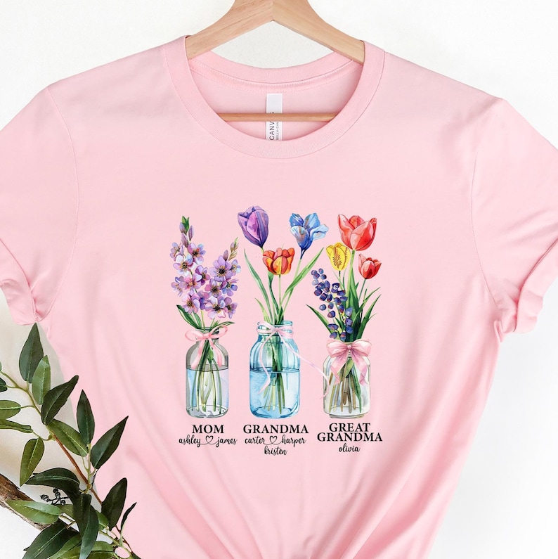 Personalized Great Grandma Shirt, Custom Mom Grandma Great Grandma T-shirt, Great Grandma With Kids Names Tee, Grammy Gigi Nana Shirt image 4