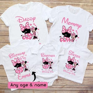 Disney Birthday Girl Shirts, Custom Name and Age T-Shirt, First Birthday outfit, Family Minnie Birthday Patry Tee, Matching Minnie Outfit