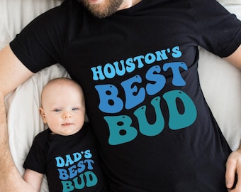 Custom Dad Shirt & Dad's Best Bud T-shirt ande outfit, Retro Father's Day Gift, Boy's Natural Toddler Tee, Cute New Daddy Gift, Daddy and Me