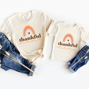 Thankful and Mama Mini Shirt, Cute Fall Tshirts for Women, Fall Mom Tee, Thankful Tee, Thanksgiving Autumn Shirts, Gifts for Mama