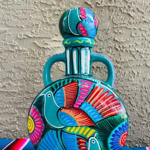Large Cántaro,  Mexican Hand Painted Folk Art Clay Decanter / Carafe / Botellón / Water Jug / colorful, Mexican art