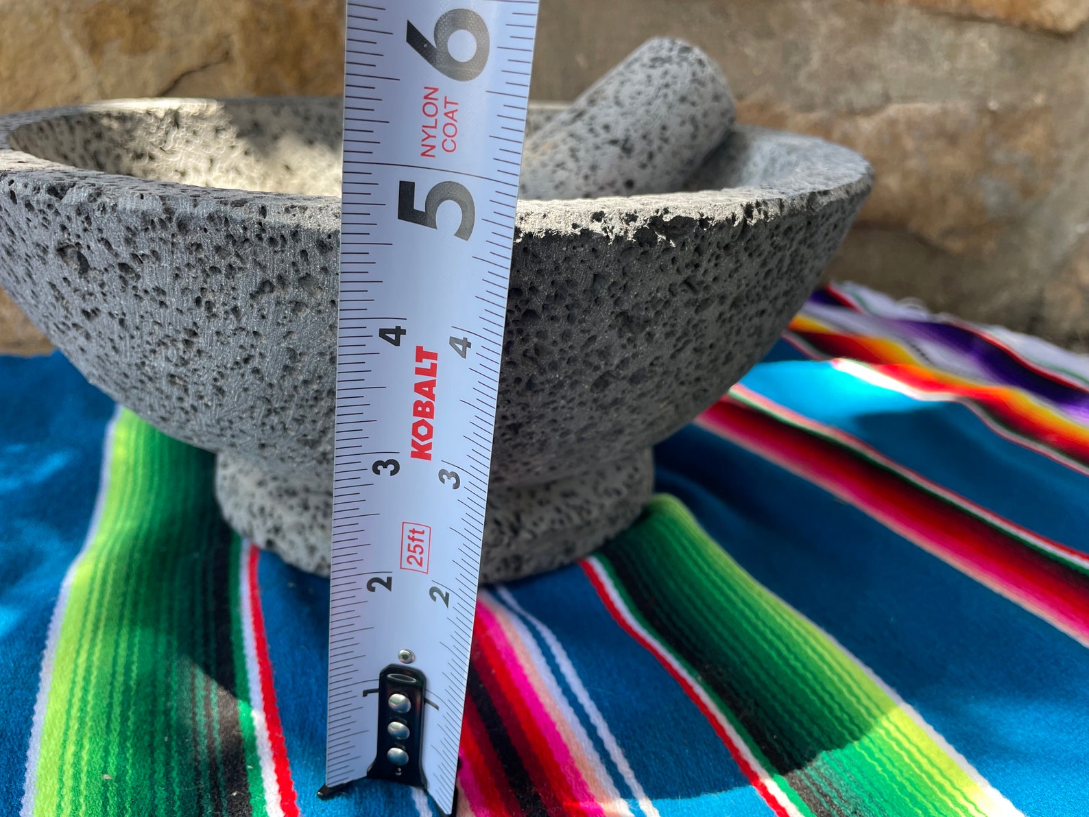 thumbnail interactive-video image 1 of Authentic Mexican Molcajete Set - 8 Inch Volcanic Rock Mortar & Pestle With Towel 1 of 11