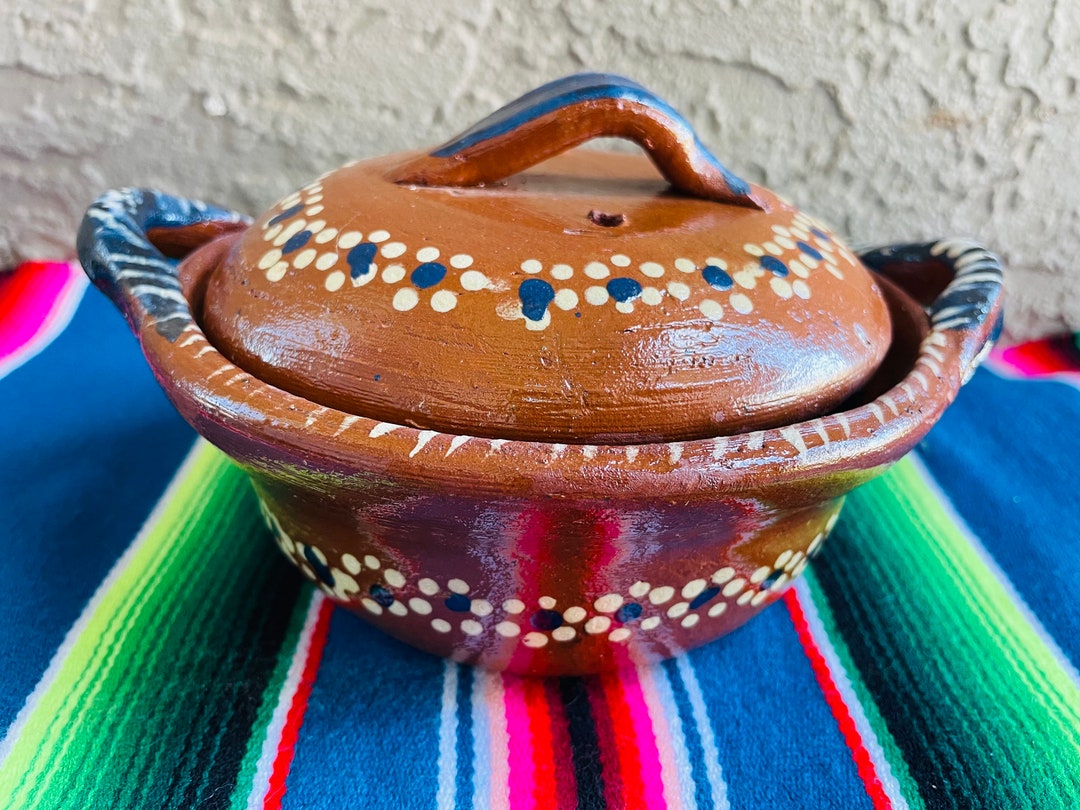 Beautiful Mexican Handmade Cazuela With Lid/ Pot / Hand Painted Terra ...