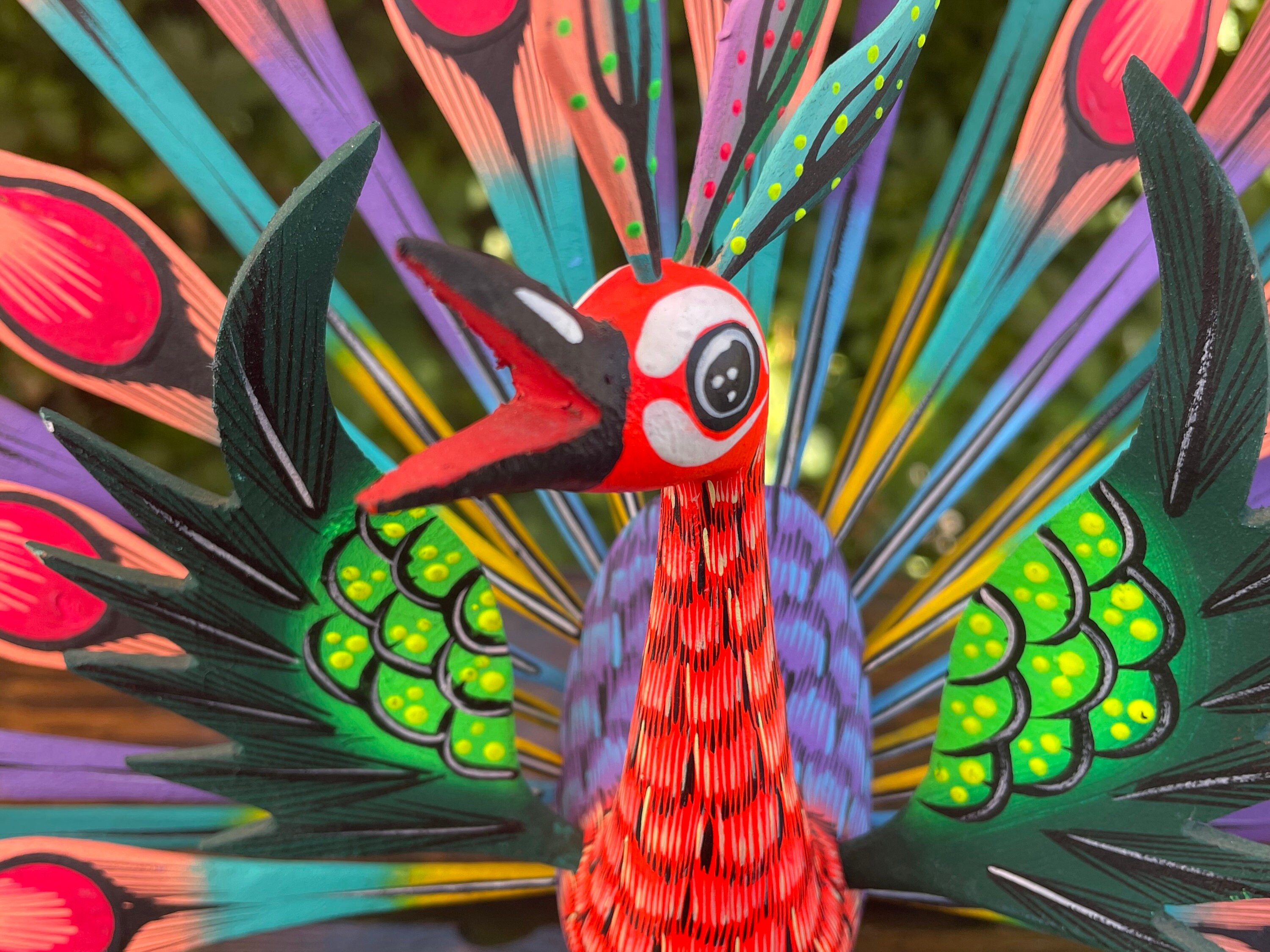 Alebrije Peacock - Extra Large Hand-painted Wood Sculpture, Unique